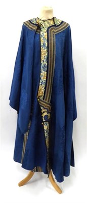 Lot 2267 - An Early 20th Century Chinese Blue Figured Silk Robe, with embroidered trim