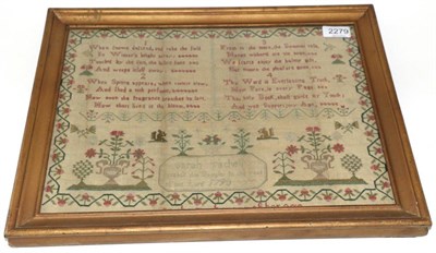 Lot 2279 - Georgian Sampler Worked by Sarah Titchell, Age Nine Dated 1790, a four verse poem worked in red...