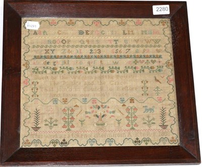 Lot 2280 - An Early 19th Century Alphabet Sampler, woven with 'This work as a token of esteem from A.K to...