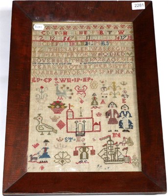 Lot 2281 - A Georgian Sampler, 'Begun by Mary Pryor who died November the 8, 1778 aged 14', the sampler...