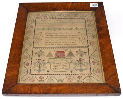 Lot 2287 - A Framed Alphabet Sampler Worked by Elizabeth Smith Aged 10 Years, Dated 1837, delicately worked in