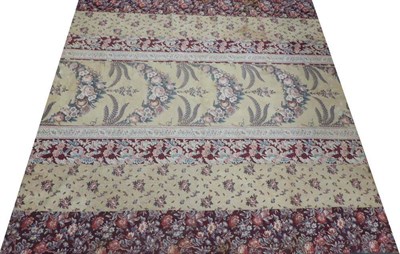Lot 2018 - Early 19th Century Very Large Chintz Quilt, pieces together in stripes of varying widths and...