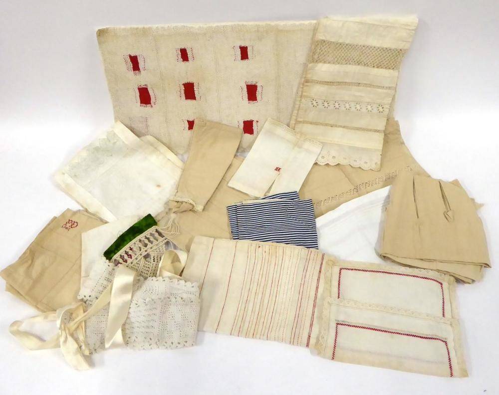 Lot 2033 - Long Samplers Dating From 1888-1903, including a European white work and lace piece by A...