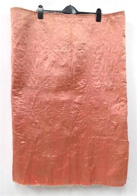 Lot 2041 - 18th Century Candy Pink Quilted Petticoat, lacking drawstring, quilted with mainly foliate...