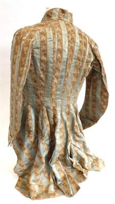 Lot 2043 - 18th Century Fitted Silk Jacket, pale eau de Nil stripes alternating with woven floral stripes...
