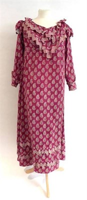 Lot 2051 - Printed Cotton Day Dress, Circa 1820's-1830's possibly maternity, the long straight sleeves...