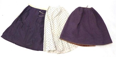 Lot 2069 - Mid-19th Century Lilac Quilted Heavy Weight Petticoat, cream and chocolate brown pattern...