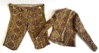 Lot 2073 - 19th Century Small Gentleman's Two Piece Harlequin Suit, fine wool with silk appliquÅ½, the...