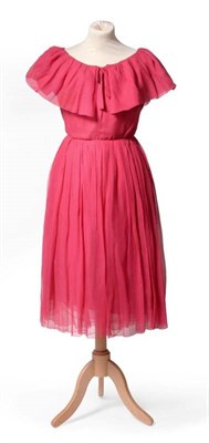 Lot 2139 - Yves Saint Laurent For Christian Dior Fuchsia Pink Silk Chiffon Day Dress, Spring/Summer 1959,...