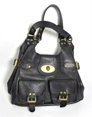 Lot 2146 - Mulberry Black Darwin Leather Annie Hobo Shoulder Bag, with two front pockets, brass mounts,...