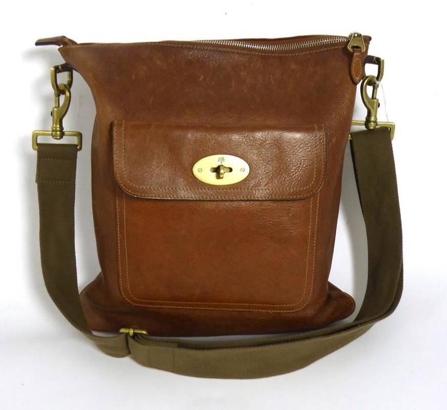 Lot 2151 - Mulberry Brown Leather Seth Unisex Messenger Bag, with brass postman's lock mount on a front...