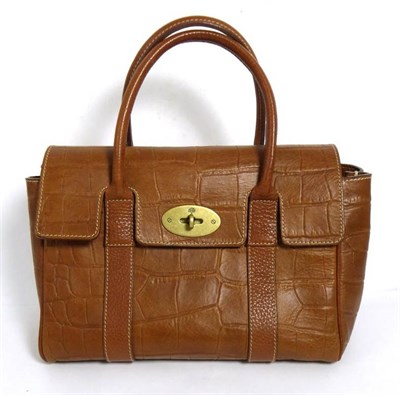 Lot 2156 - Mulberry Ledbury Embossed Croc Tan Leather Handbag (small Bayswater), with brass signature...