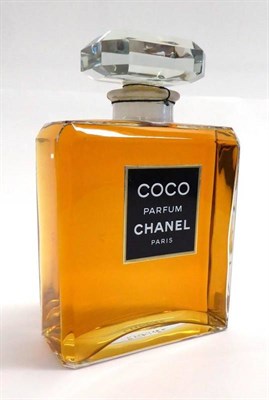 Lot 2158 - Large Glass Shop Counter Advertising Display Bottle and Stopper of Coco Chanel Parfum, 27cm by 18cm