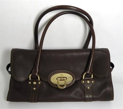 Lot 2163 - Mulberry Shaftesbury Chocolate Brown Leather Handbag, with gilt metal fittings, interior fob...