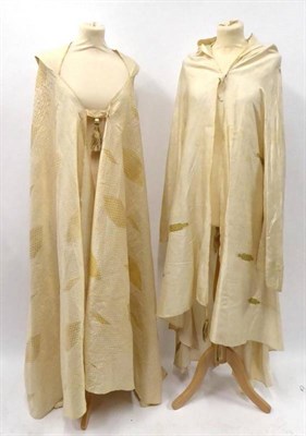 Lot 2184 - 19th Century Middle Eastern, Possibly Syria, Hooded Robe in Cream Silk, woven with gold...