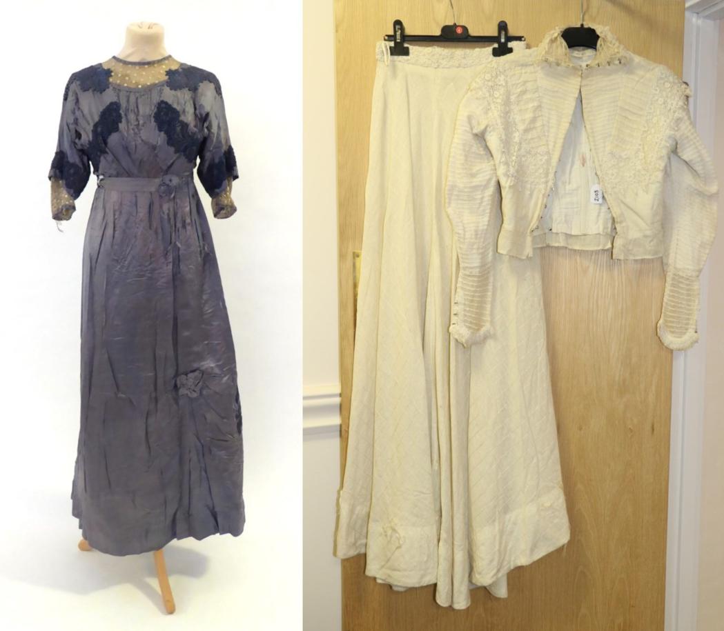 Lot 2103 - Edwardian Powder Blue Silk Dress, short