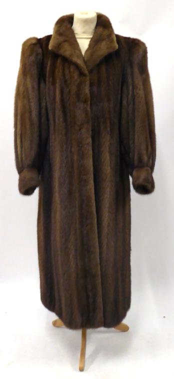 Lot 2230 - The Ronson Collection Dark Pastel Mink Coat Long Coat, with slightly puffed and bellowed...