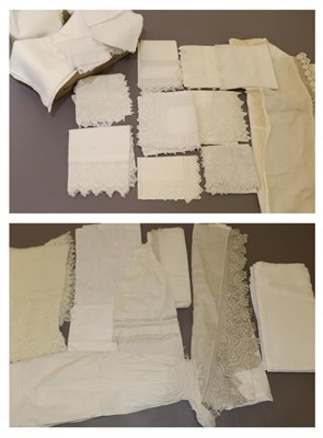 Lot 2014 - Assorted White Linen and Textiles, including white cotton baby gown and under dress with hand...