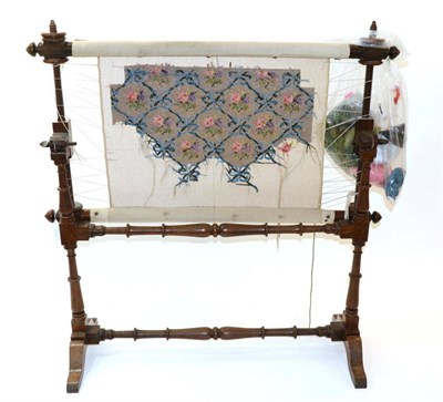 Lot 2036 - 19th Century Rosewood Tapestry Frame, on stretcher base with turned supports, height adjustable and