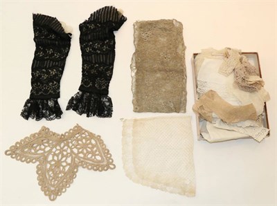 Lot 2039 - Assorted 19th Century and Later Lace Collars, lace trimmed sleeves and other items etc