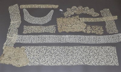 Lot 2053 - 19th Century Lace including Venetian Point de Venise collar (a.f.), Italian/Milanese Tape Lace...