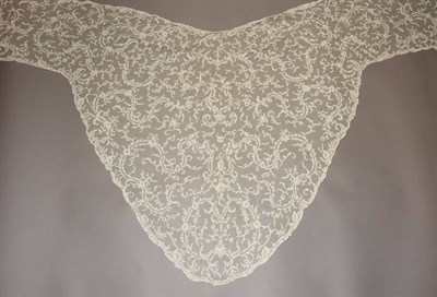 Lot 2057 - 19th Century Possibly Carrickmacross Guipure Lace Shawl, incorporating decorative flower heads...