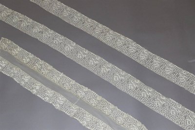 Lot 2061 - 19th Centruy Carrickmacross Guipure Lace Trims, incorporating decorative flower heads and...