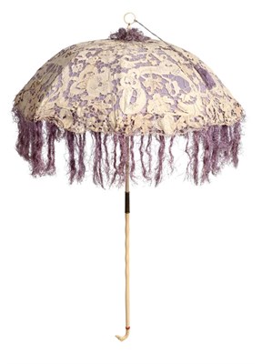 Lot 2065 - 19th Century Ivory Parasol, carved with a greyhounds head with inset eyes and red collar, with...