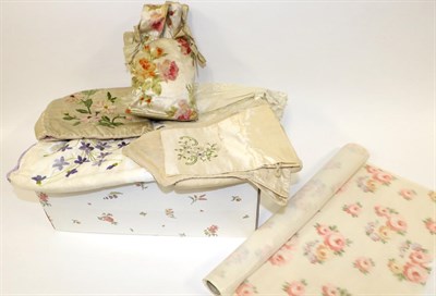 Lot 2073 - Assorted Early 20th Century Floral Embroidered and Appliqued Accessories, including a cream...