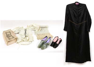 Lot 2076 - 19th Century Costume and Accessories, including an eau de nil silk cape with an art nouveau...