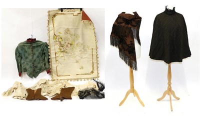 Lot 2077 - Assorted Late 19th/Early 20th Century Costume and Accessories, including a brown silk taffeta...