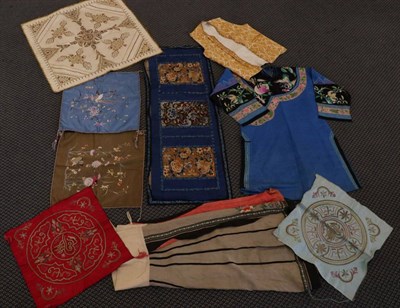 Lot 2088 - Assorted Eastern Costume and Textiles, including an Indian cream silk panel embroidered with...