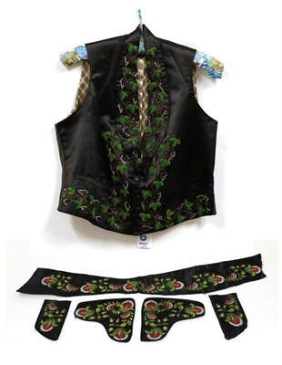 Lot 2122 - Early 19th Century Black Silk Waistcoat, embroidered with vine and leaves; Five Mid 18th...