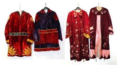 Lot 2134 - Early 20th Century Theatrical Robes, including two similar long robes in aubergine coloured...