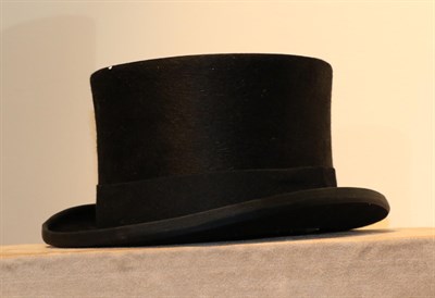 Lot 2149 - Modern New Christy's London Black Melusine Top Hat, labelled size 7.5, 13cm high