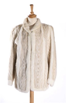 Lot 2161 - White Mink Jacket, with chevron design and white rabbit fur trim and side pockets