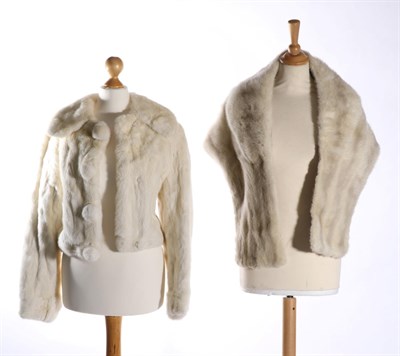 Lot 2162 - Spenceley Furs Harrogate White Mink Evening Jacket, of boxy shape with collar and four large...