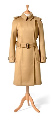 Lot 2196 - Burberry Prorsum Camel Coloured Double Breasted Belted Coat, cashmere blend, with black lining,...