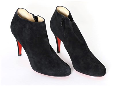 Lot 2215 - Pair of Christian Louboutin 'Bellisima' Black Suede Stiletto Ankle Booties / Shoes, with zip...