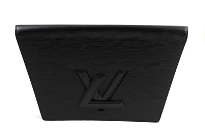 Lot 2232 - Louis Vuitton Black Epi Leather Twist Fasten Clutch Bag, with adjustable LV clasp locking the...