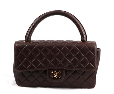 Lot 2238 - Chanel Brown Lambskin Leather Quilted Flap Bag, with gold-tone interlocking 'CC' clasp and...