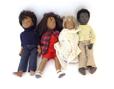 Lot 2008 - Sasha Gregor Doll, in denim jeans with blue polo neck jumper; Sasha Brunette Doll, in red...