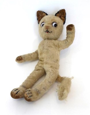Lot 2018 - Schuco 'Koko' Cat, from the Bigo-Bello Series, cream mohair body, brown velvet ears and paw...
