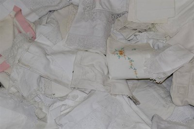 Lot 2024 - Assorted White Linen, including table linen, bed linen, many with embroidered decoration and...