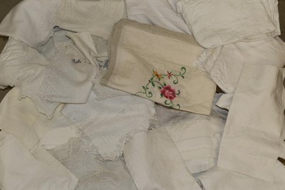 Lot 2028 - Assorted White Linen, including table linen, bed linen, many with embroidered decoration and...