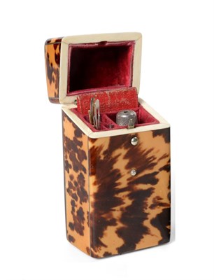 Lot 2067 - Victorian Tortoiseshell Etui, with hinged lid enclosing a red velvet fitted interior, with red...