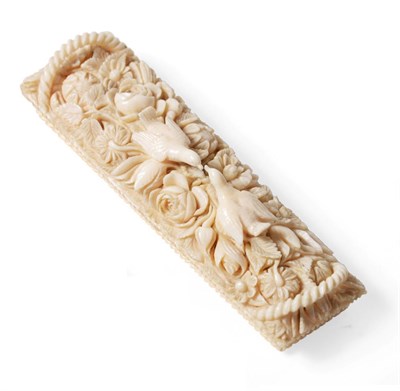 Lot 2077 - 19th Century Dieppe Ivory Needle Case, modelled as a woven basket of flowers, with twist...