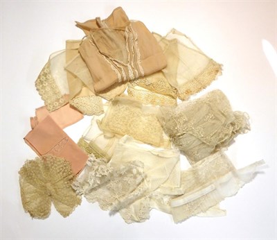 Lot 2085 - Assorted Circa 1900 and Later Net, Lace and Chiffon Modesty Panels, two housemaids headbands, a...