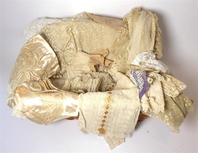 Lot 2093 - Assorted 19th Century and Later Lace, including flounces, trims, stole, lappets, collars etc...