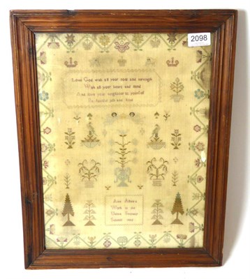 Lot 2098 - George III Framed Needlework School Sampler Worked by Ann Allens, Dated 1802, Work at the Union...